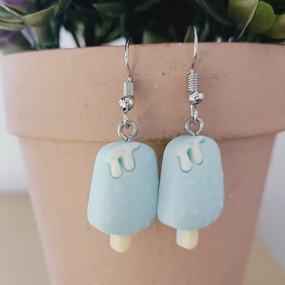Handmade Blue Popsicle Dangle Drop Earrings 1.0 inches Women's Jewelry Summer